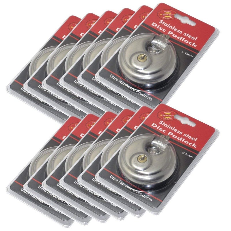 MegaDeal 12 Pack Round Padlock with Shielded Shackle, 2-3/4-Inch, Stainless Steel Steel Armor for Trailer Storage Truck Wholesale Bulk Lot - Image 1
